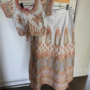 Blue and pink Embroidered indian Dress